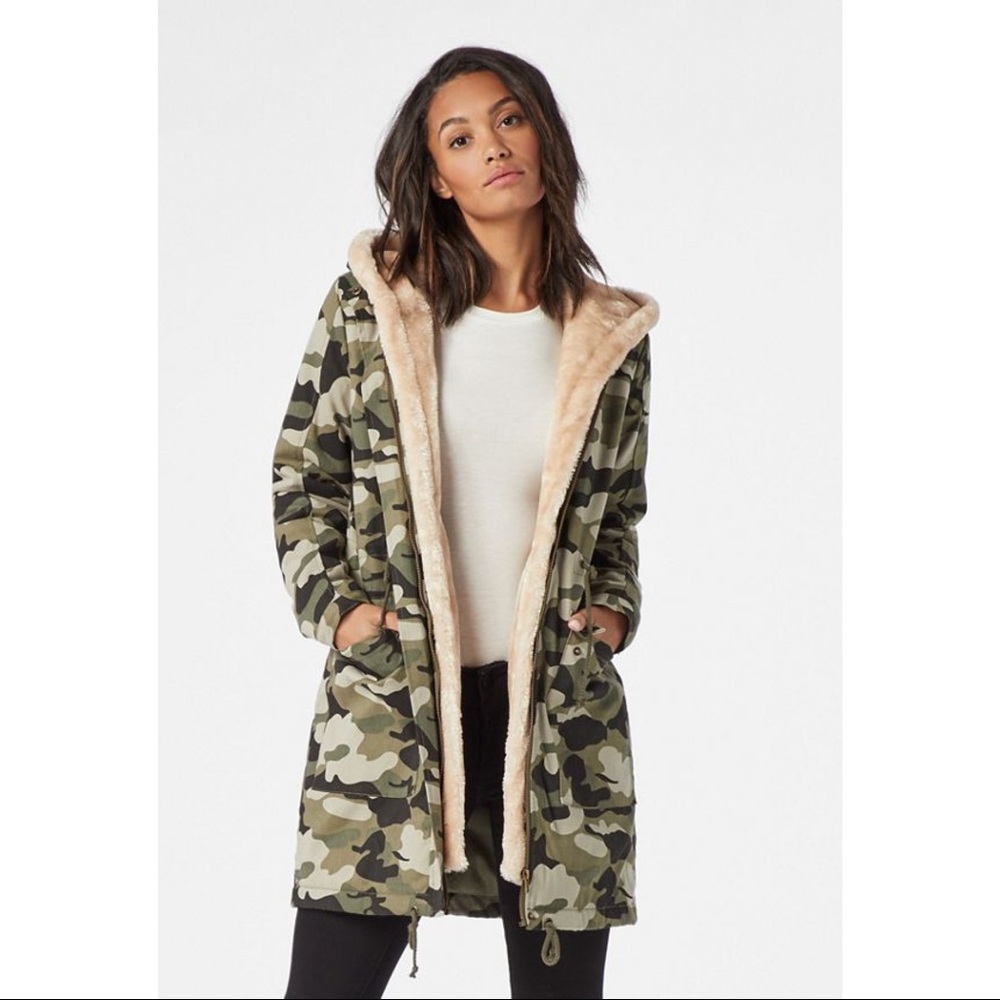 Camo Removable Faux Fur Parka